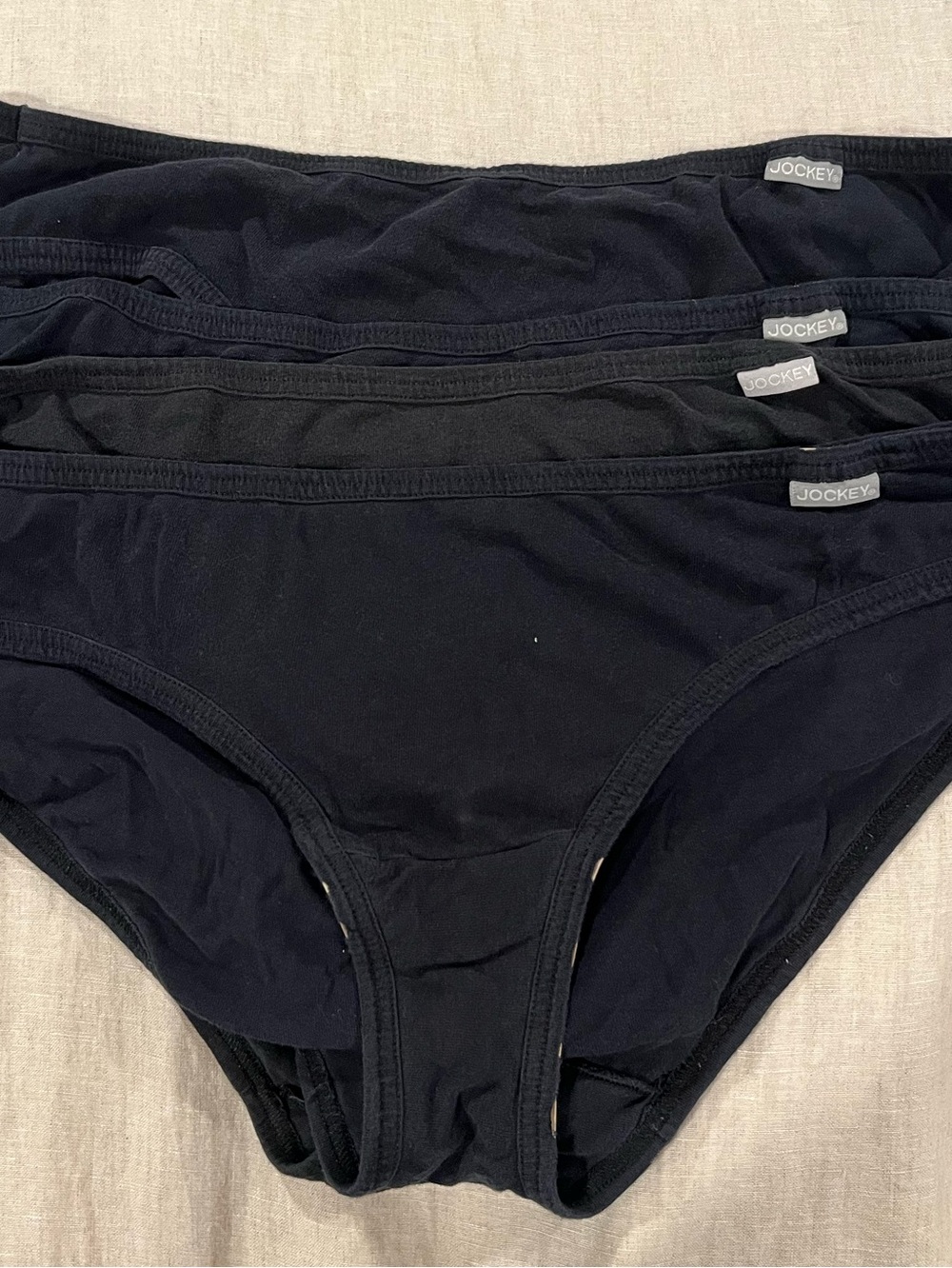 4 Jockey Women’s Black Cotton Bikini Briefs Very Well Worn